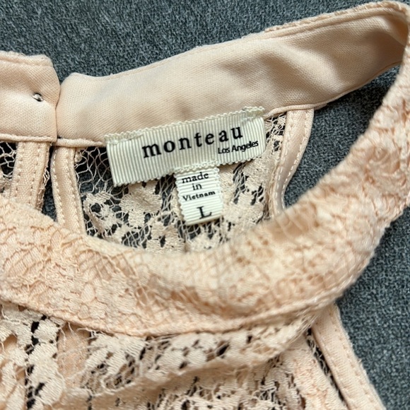 Monteau Peach Color Lace Dress Tank Size L - Picture 5 of 6